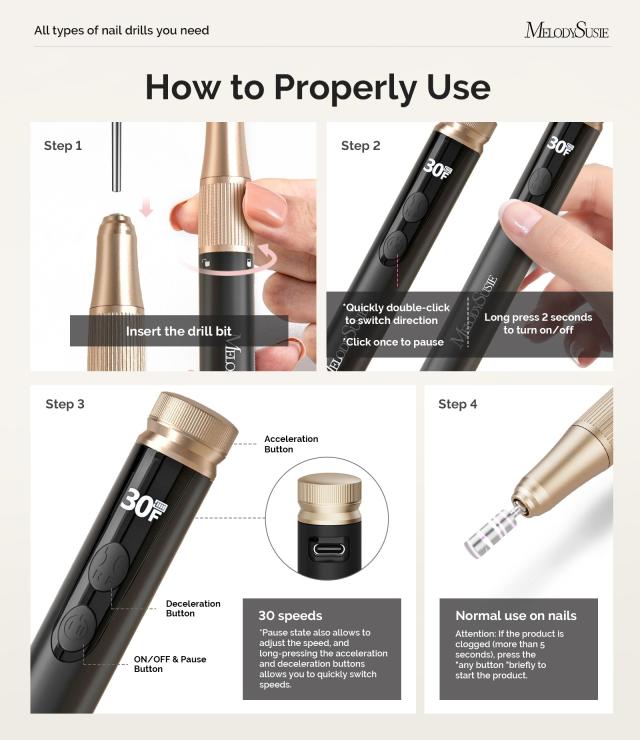SM180F Pen-Shaped Rechargeable Nail Drill 30,000RPM - Black