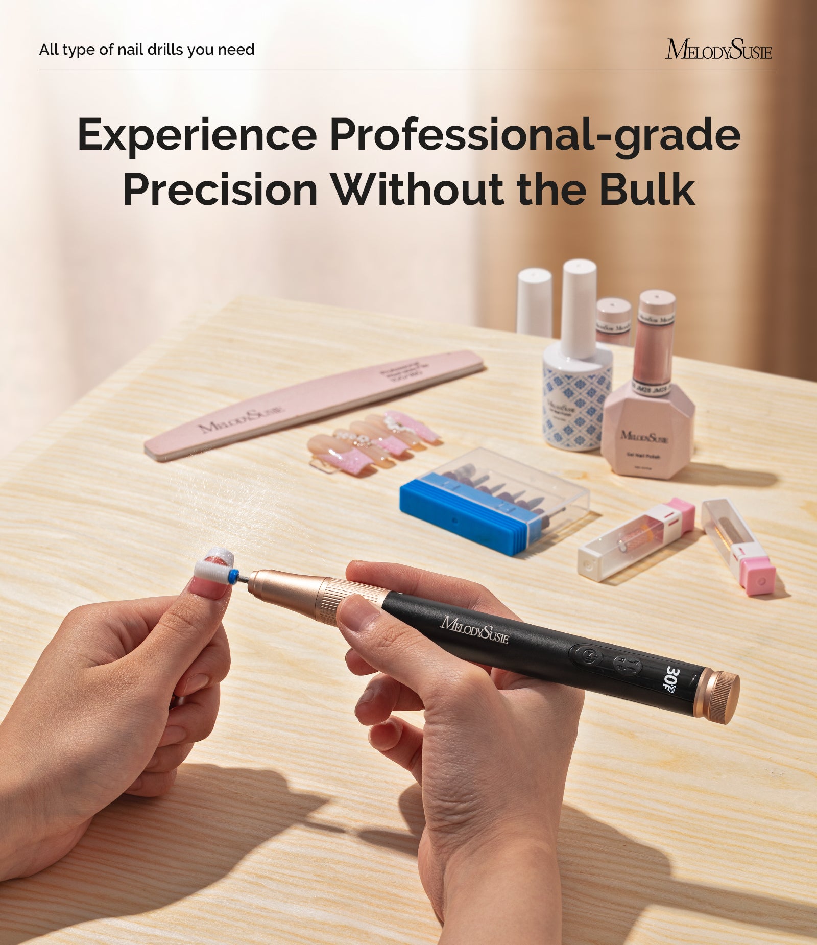 SM180F Pen-Shaped Rechargeable Nail Drill 30,000RPM - Black - 图片6