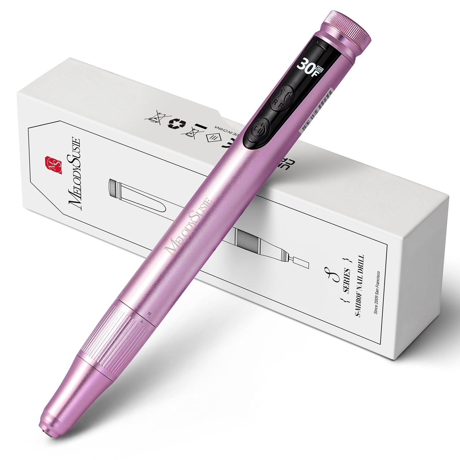 SM180F Pen-Shaped Rechargeable Nail Drill 30,000RPM - Rose Gold