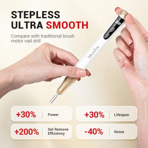 SM180F Portable & Stepless Speed Rechargeable Nail Drill 30000RPM - Student Kit