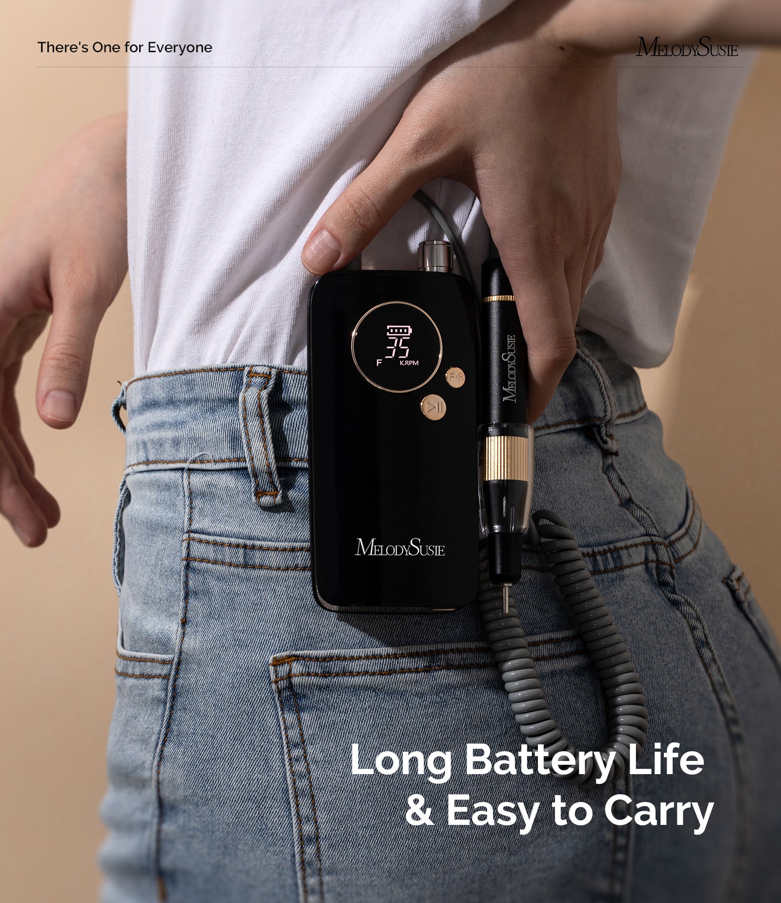 SM200F Clip-On Advanced Rechargeable Nail Drill 35,000RPM - Black - 图片2