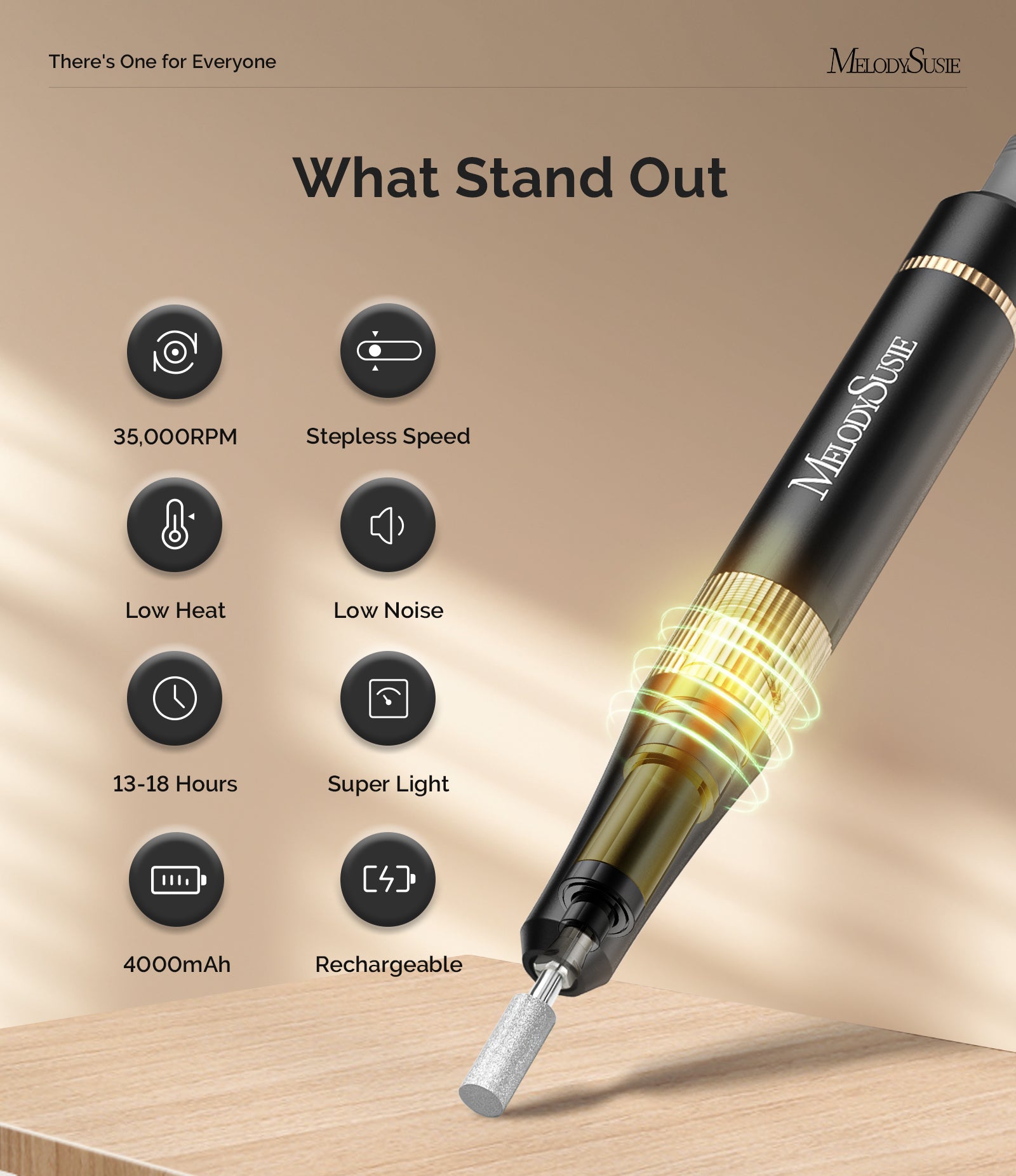 SM200F Clip-On Advanced Rechargeable Nail Drill 35,000RPM - Black - 图片4