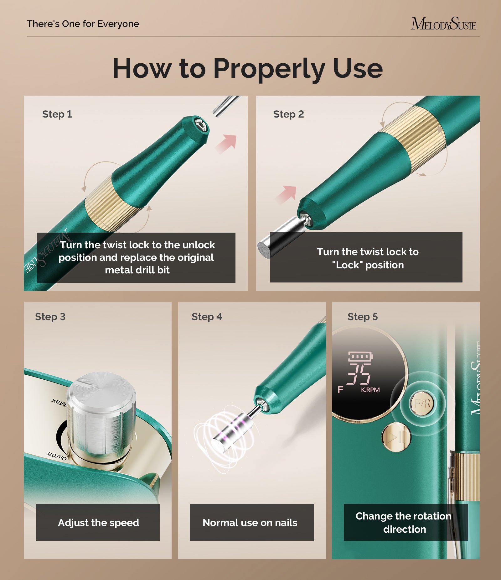 SM200F Clip-On Advanced Rechargeable Nail Drill 35,000RPM - Green - 图片5
