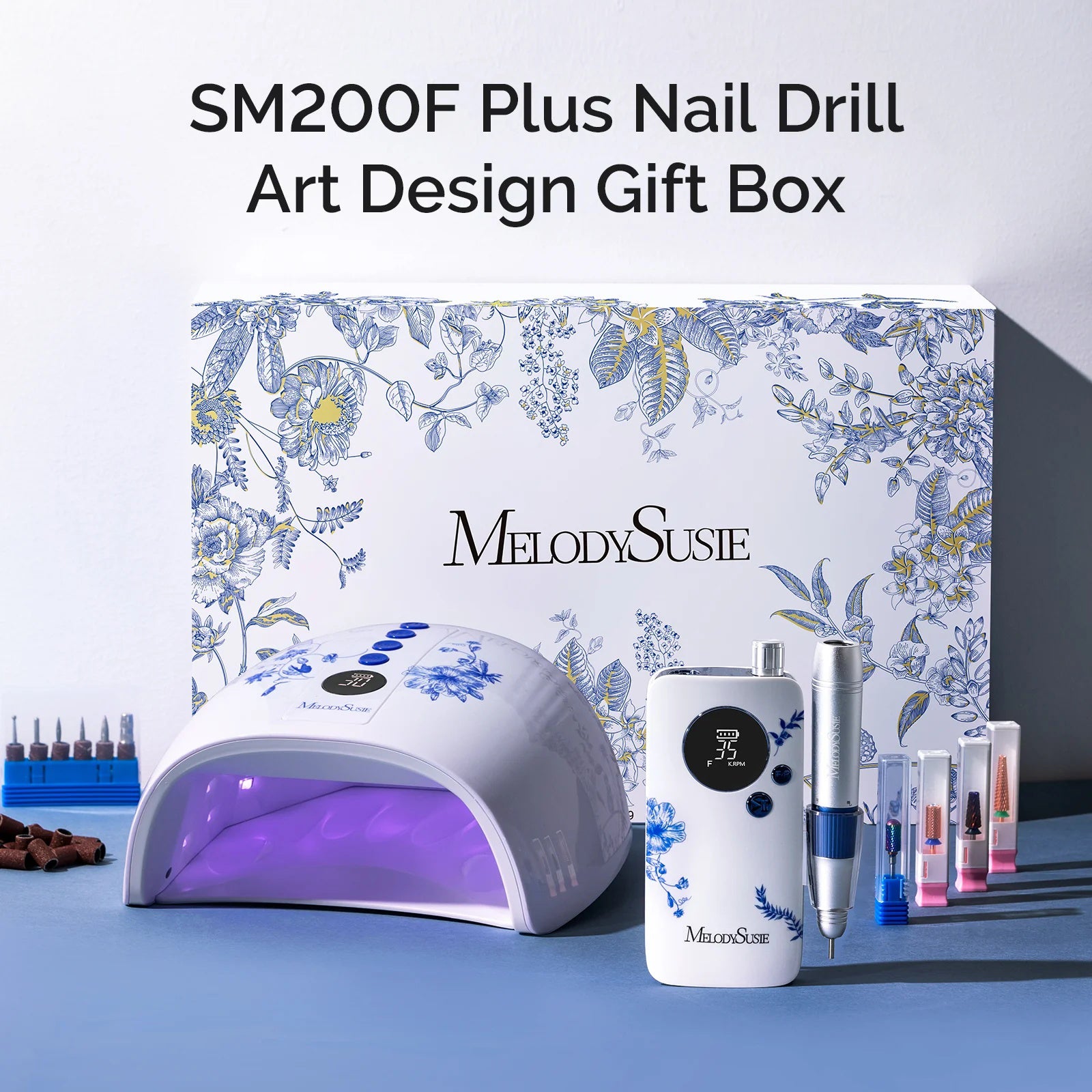 SM200F Plus Rechargeable 35,000RPM Nail Drill Art Design Gift Box - 图片2