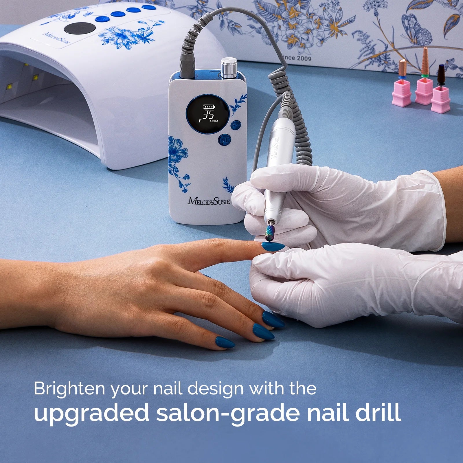 SM200F Plus Rechargeable 35,000RPM Nail Drill Art Design Gift Box - 图片3