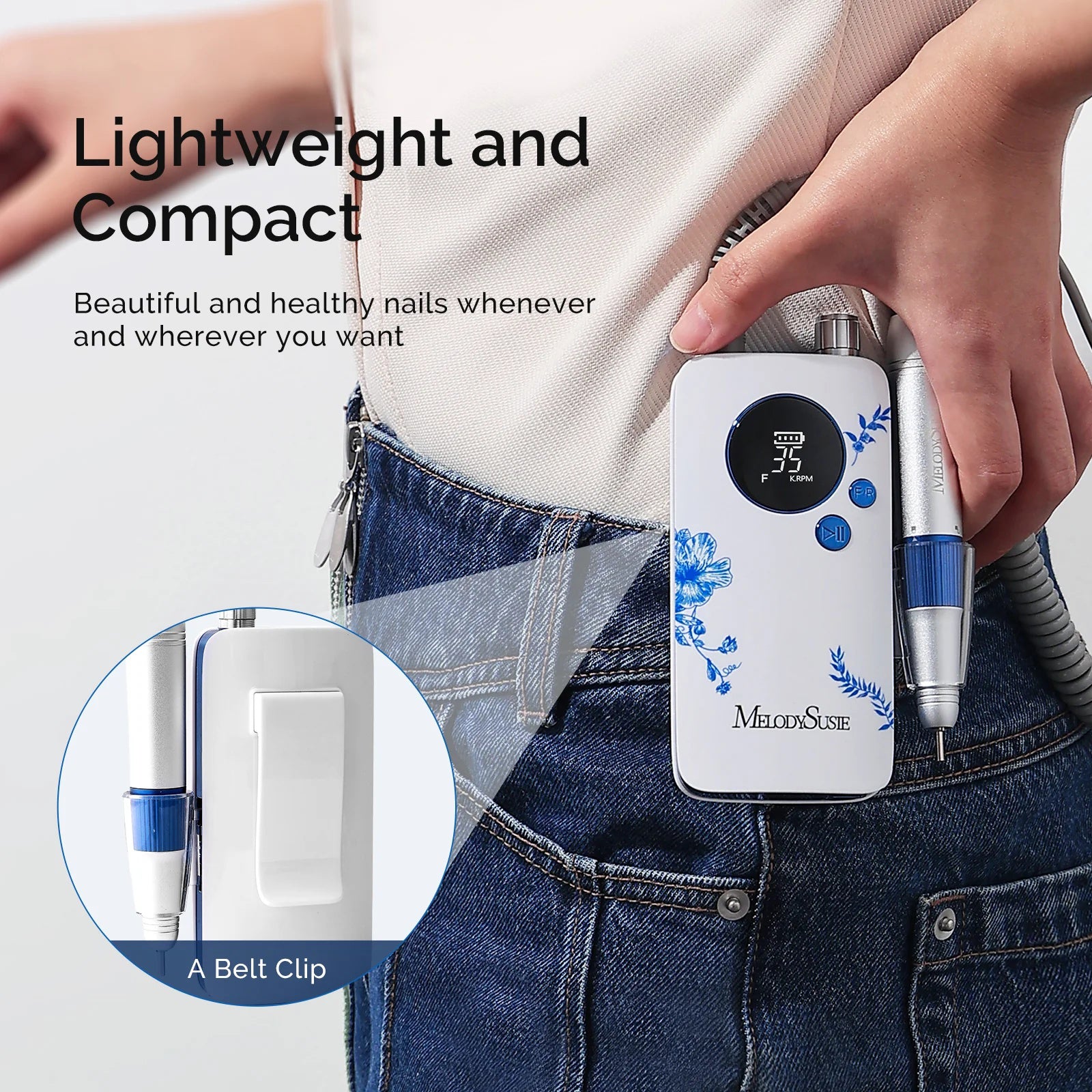 SM200F Plus Rechargeable 35,000RPM Nail Drill Art Design Gift Box - 图片9