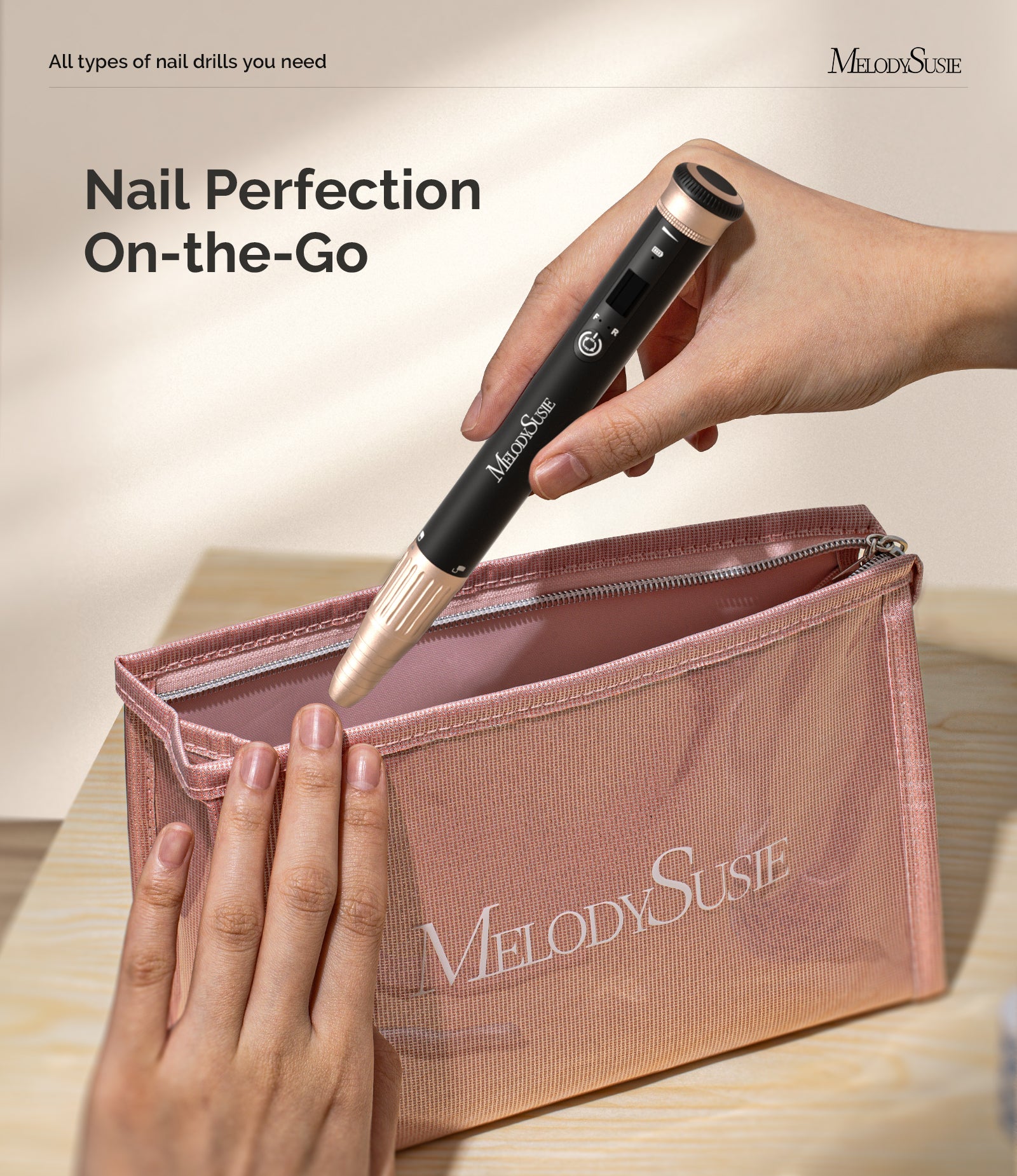 SM220G Pen-Shaped Rechargeable Nail Drill 30,000RPM - Black - 图片3