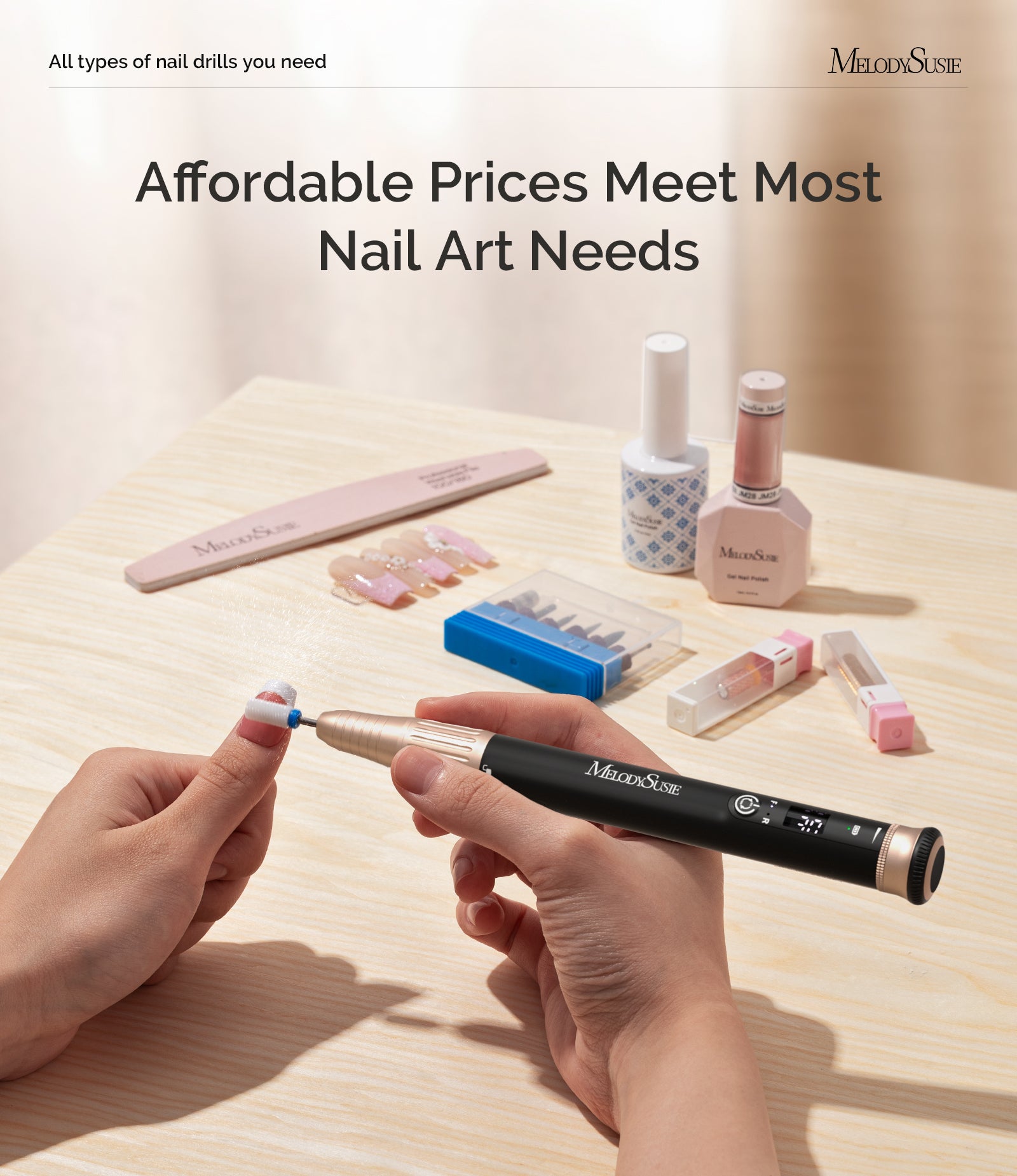 SM220G Pen-Shaped Rechargeable Nail Drill 30,000RPM - Black - 图片4