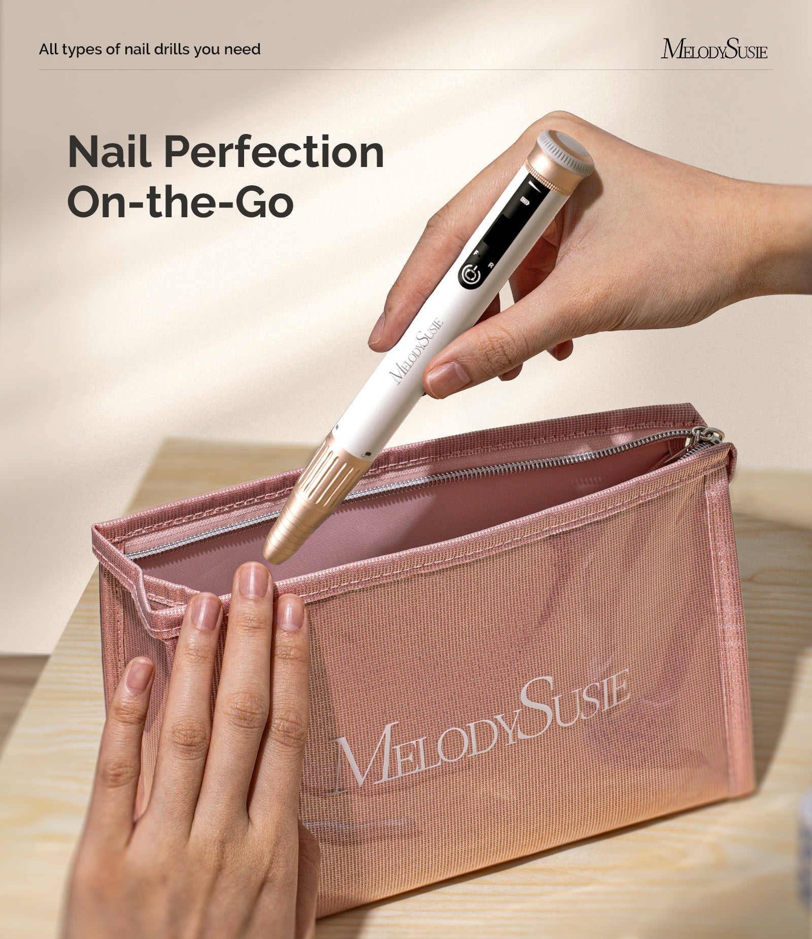 SM220G Pen-Shaped Rechargeable Nail Drill 30,000RPM - White - 图片4