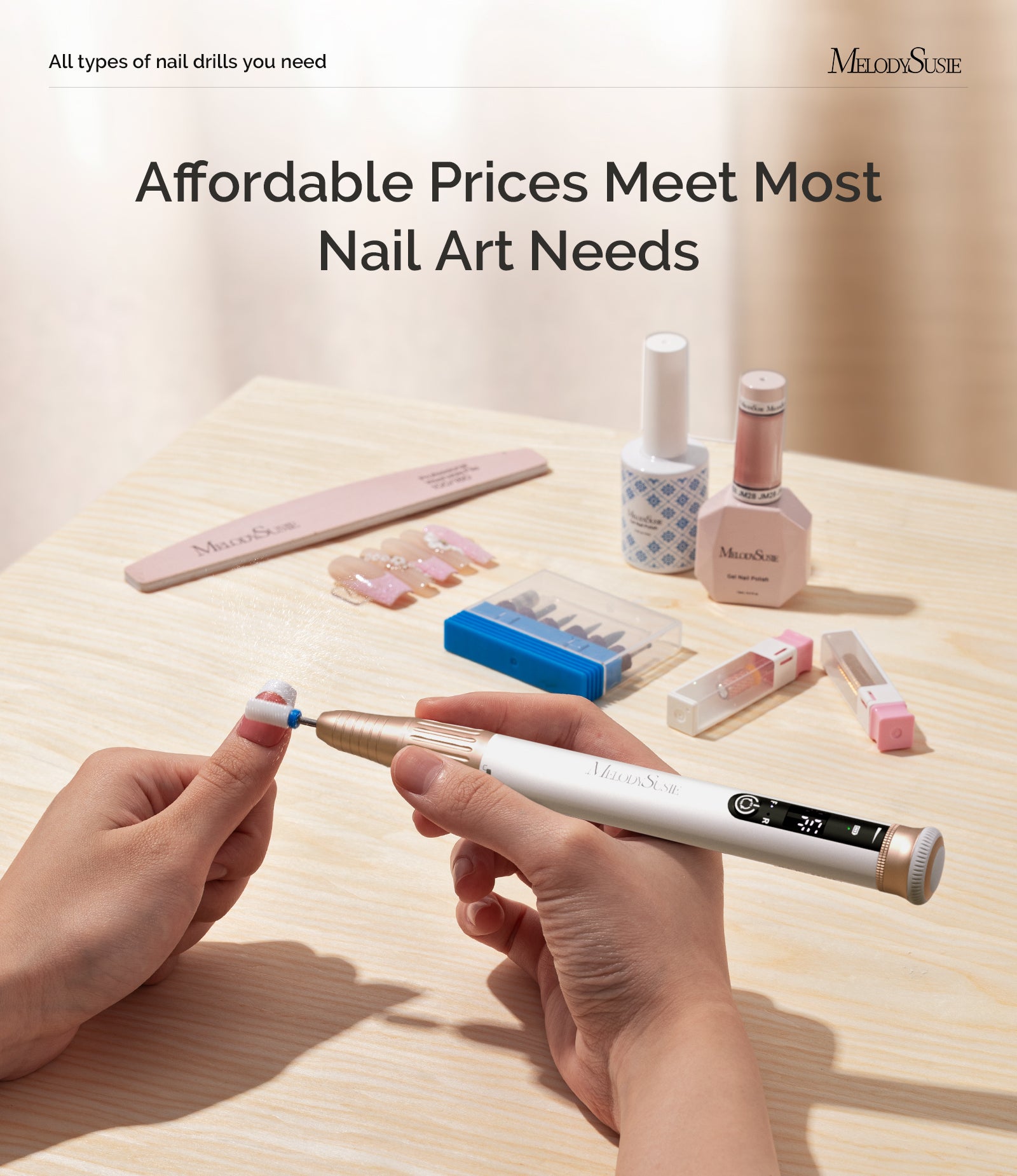 SM220G Pen-Shaped Rechargeable Nail Drill 30,000RPM - White - 图片3