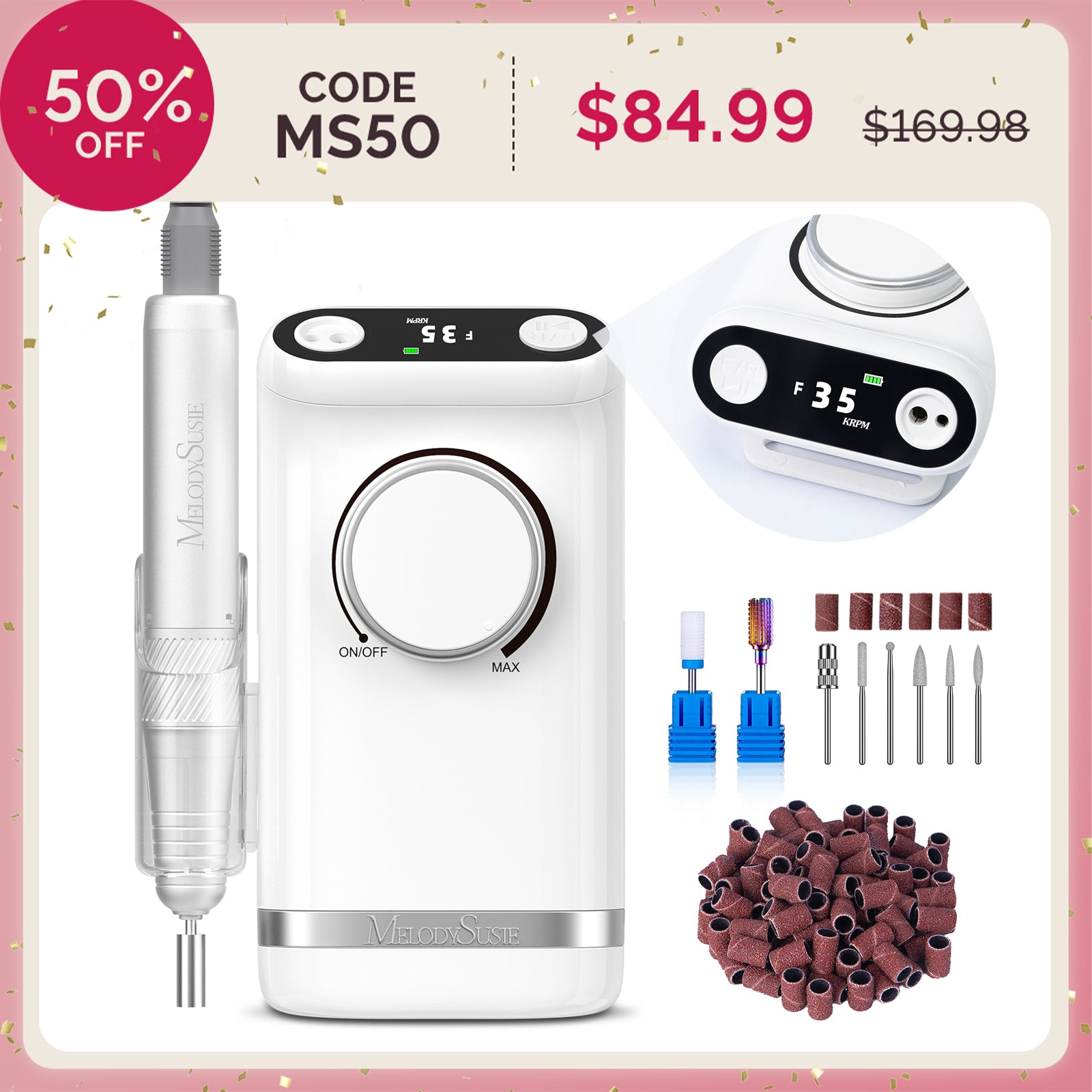 SM320G Clip-On Advanced Rechargeable 2-in-1 Nail Drill with Tilted Display Design 35,000RPM - 图片16