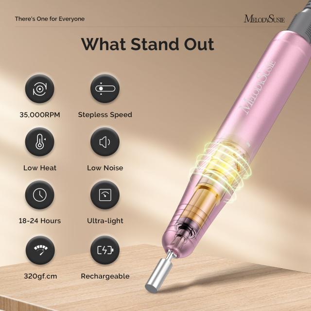 SM320G Clip-On Advanced Rechargeable 2-in-1 Nail Drill with Tilted Display Design 35,000RPM
