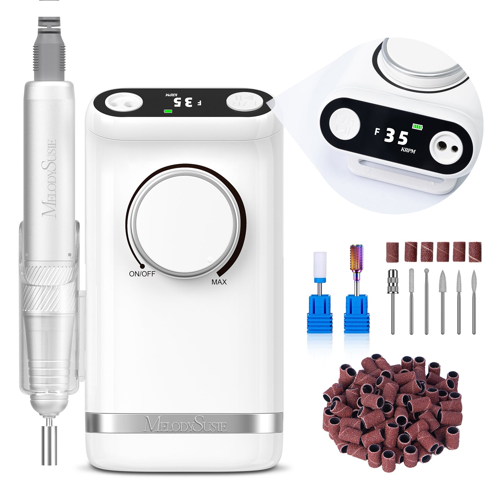 SM320G Clip-On Advanced Rechargeable 2-in-1 Nail Drill with Tilted Display Design 35,000RPM - 图片17