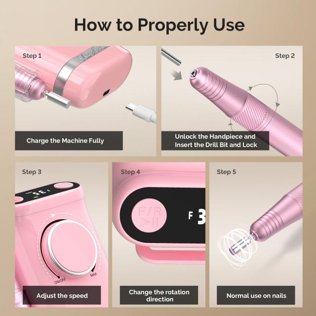 SM320G Rechargeable 35,000RPM Nail Drill Gift Box