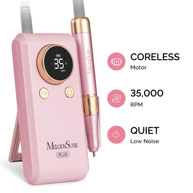 SM330G Clip-On Advanced Rechargeable 2-in-1 Nail Drill with Built-In Stand 35,000RPM - Pink