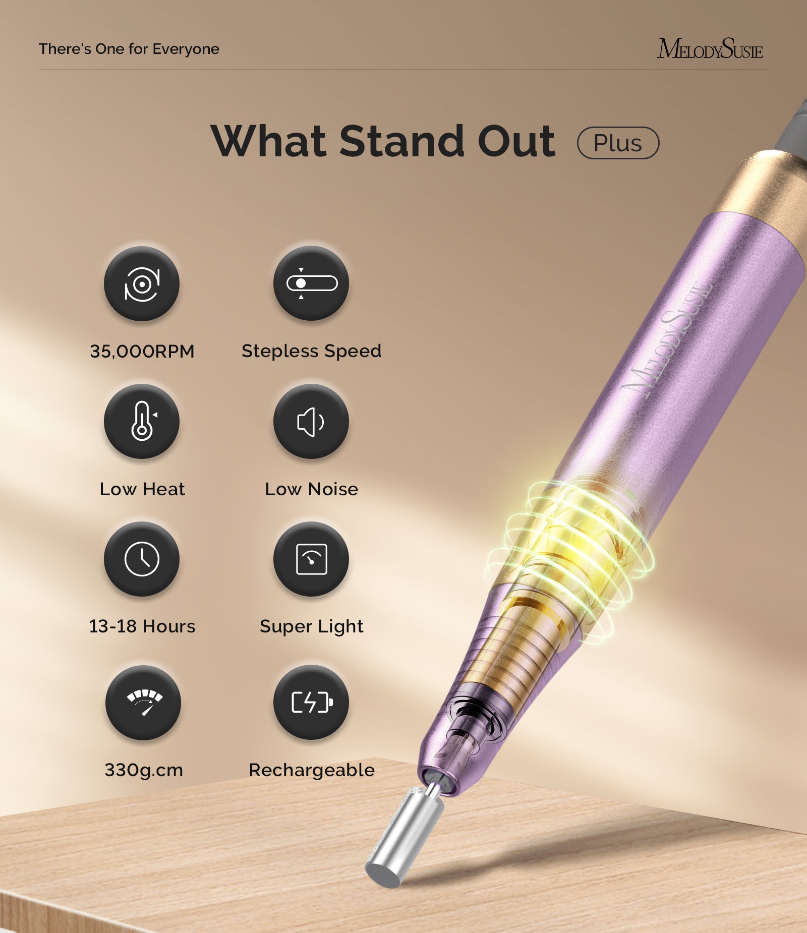 SM330G Clip-On Advanced Rechargeable 2-in-1 Nail Drill with Built-In Stand 35,000RPM - Purple - 图片3