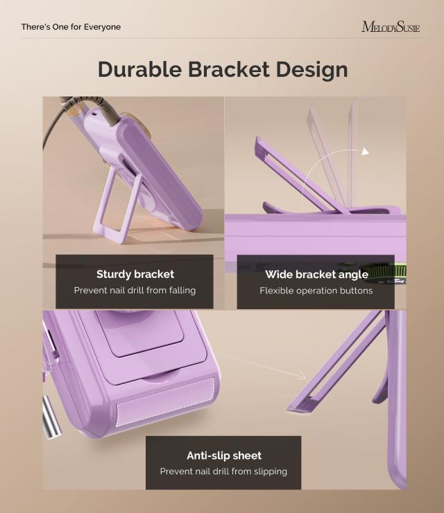SM330G Clip-On Advanced Rechargeable 2-in-1 Nail Drill with Built-In Stand 35,000RPM - Purple