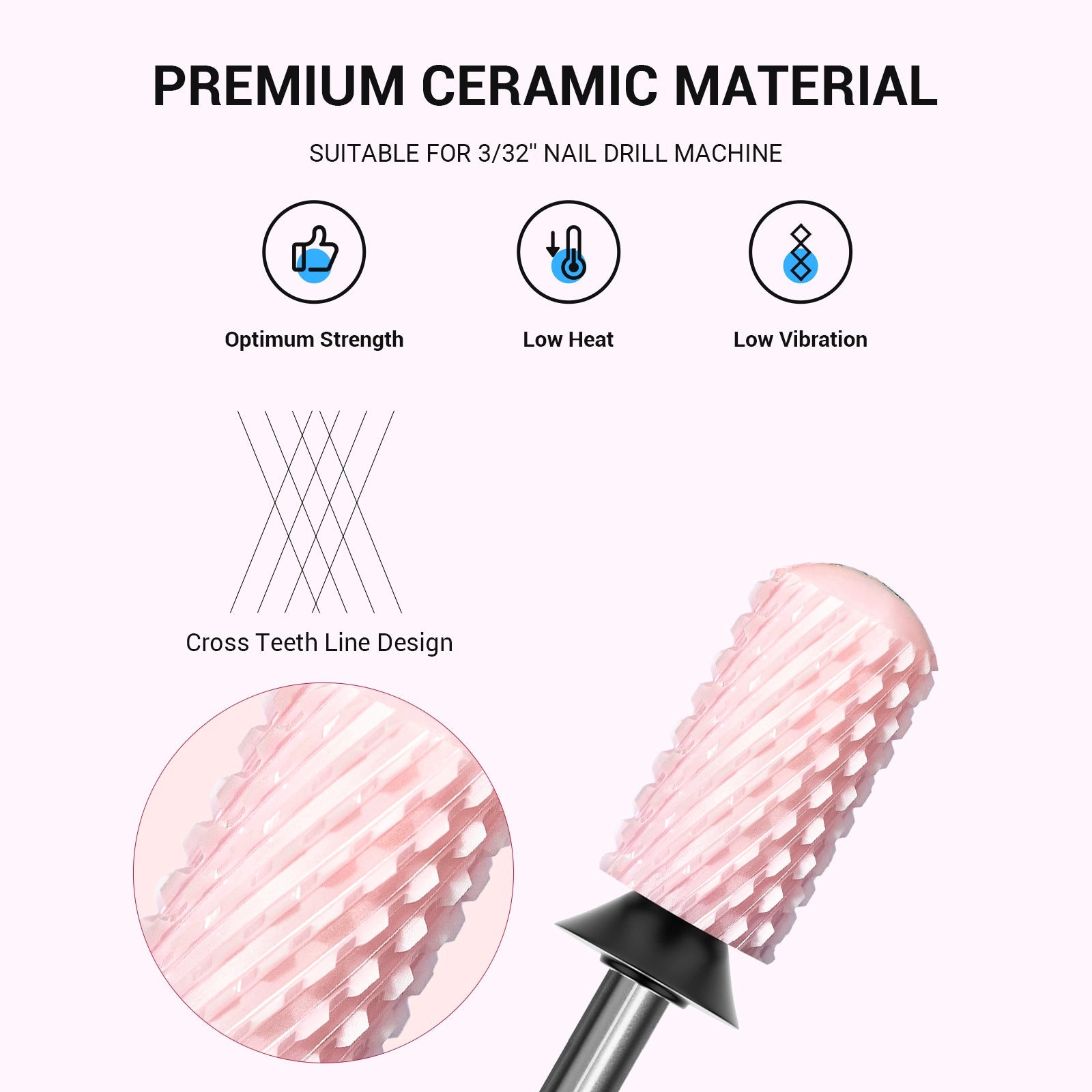 Smooth Round Top Large Barrel Ceramic Nail Drill Bit - 图片2