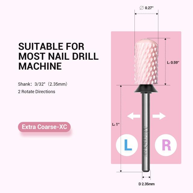 Smooth Round Top Large Barrel Ceramic Nail Drill Bit