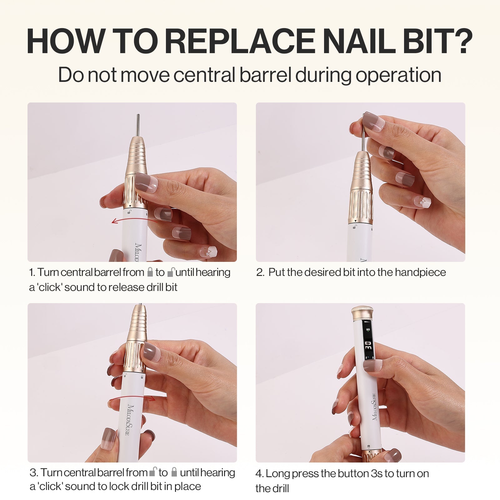 SP1(SM220E) Pen-Shaped Rechargeable Nail Drill 30,000RPM - Beginner Set - 图片8