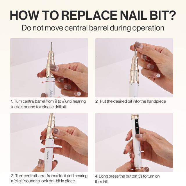 SP1(SM220E) Pen-Shaped Rechargeable Nail Drill 30,000RPM - Dust-Free Kit