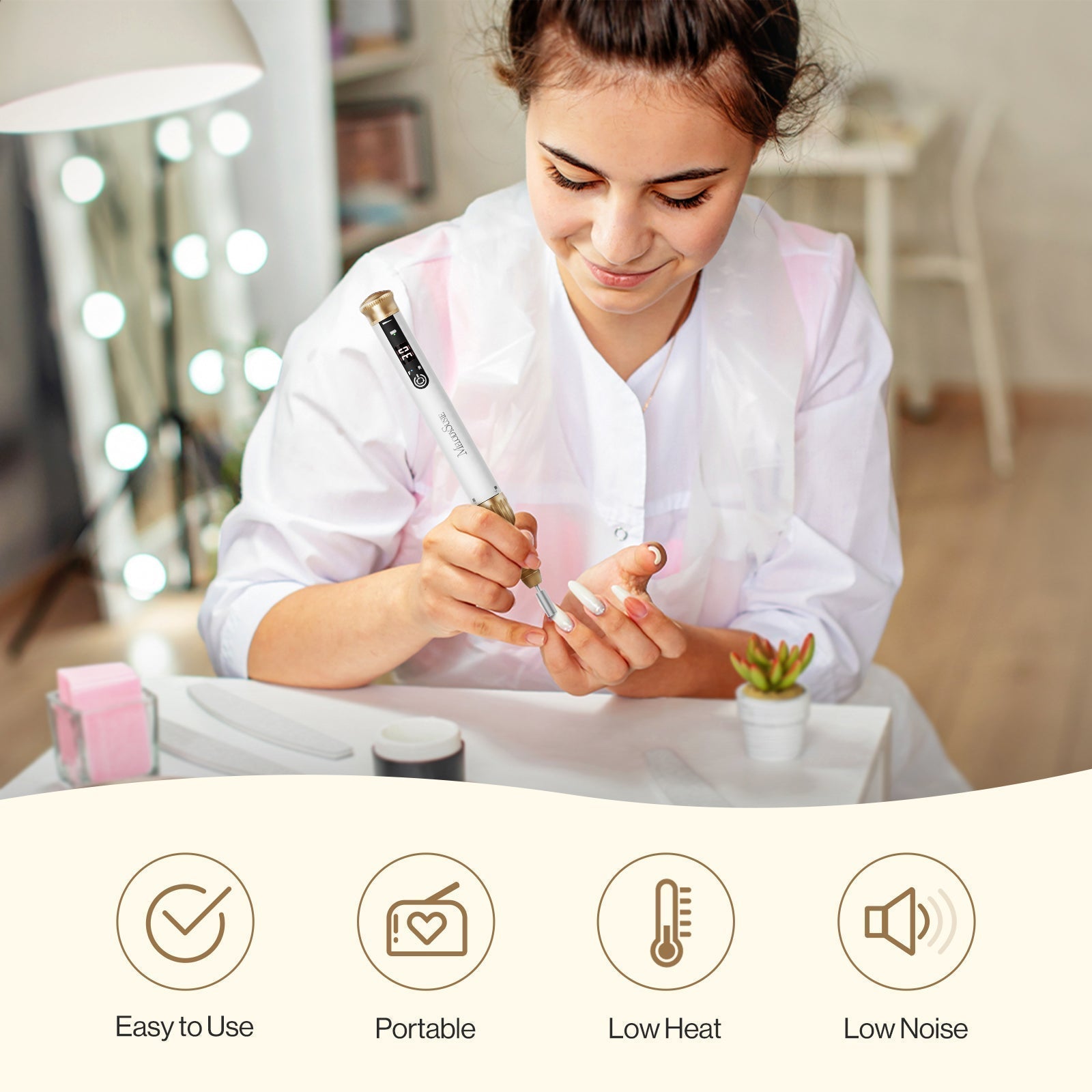 SP1(SM220E) Pen-Shaped Rechargeable Nail Drill 30,000RPM - Starter Set - 图片9