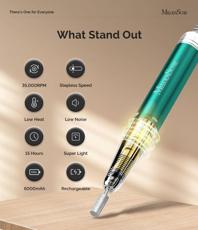 Sparkle Plus(MM400C) Clip-On Professional Rechargeable Nail Drill 35,000RPM