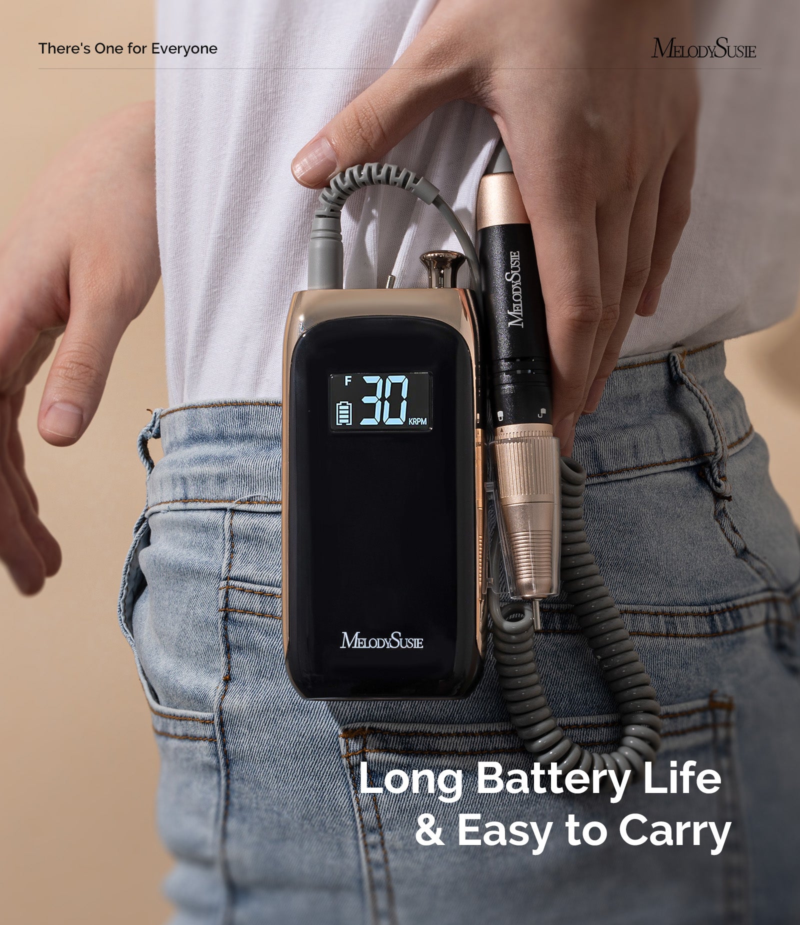 Jade(SC320C) Clip-On Vintage-Style Rechargeable Nail Drill 30,000RPM - Black - 图片2