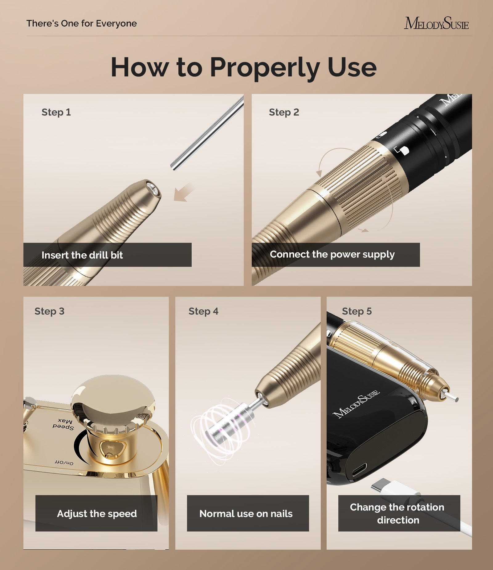 Jade(SC320C) Clip-On Vintage-Style Rechargeable Nail Drill 30,000RPM - Black - 图片5