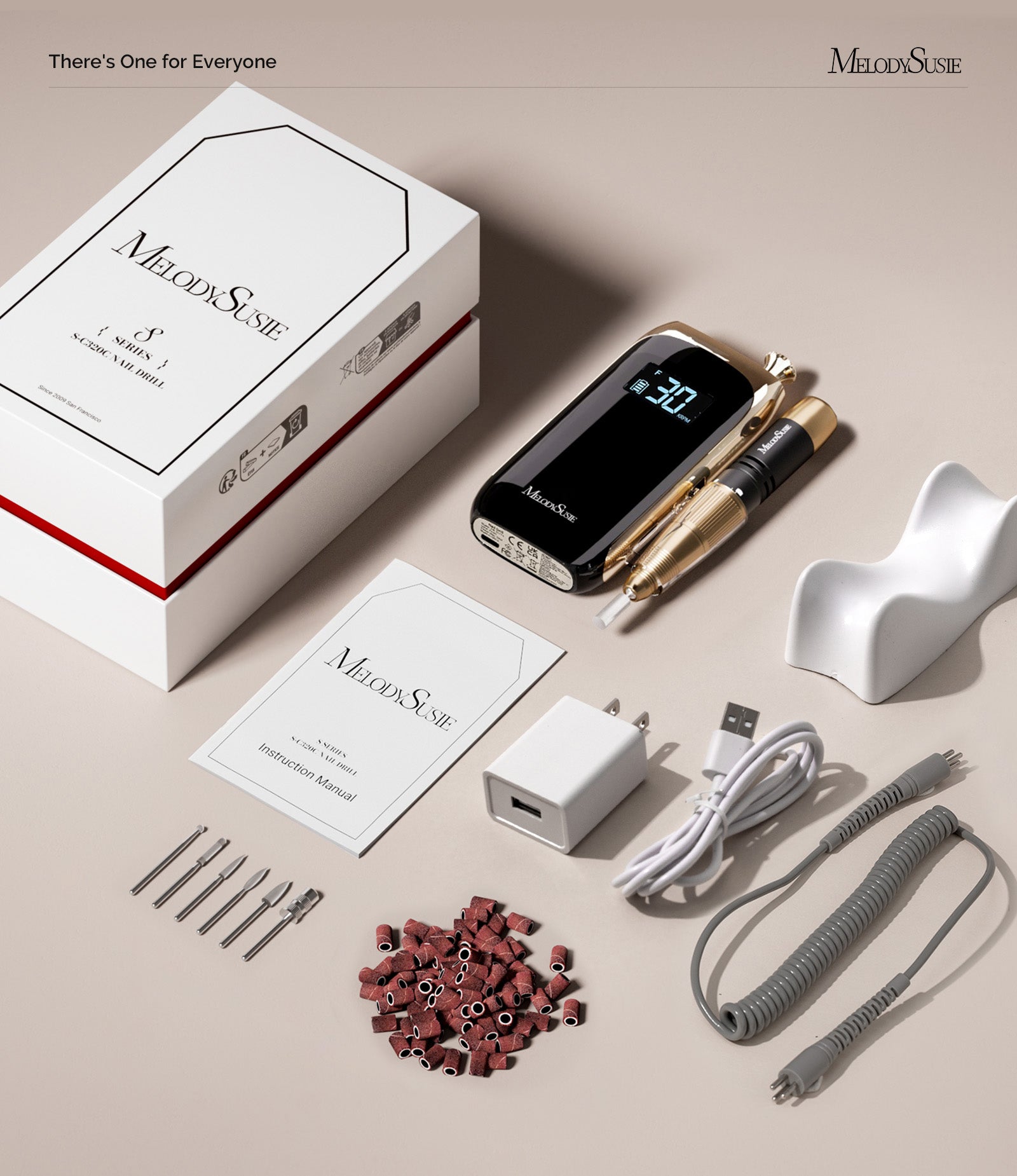 Jade(SC320C) Clip-On Vintage-Style Rechargeable Nail Drill 30,000RPM - Black - 图片7