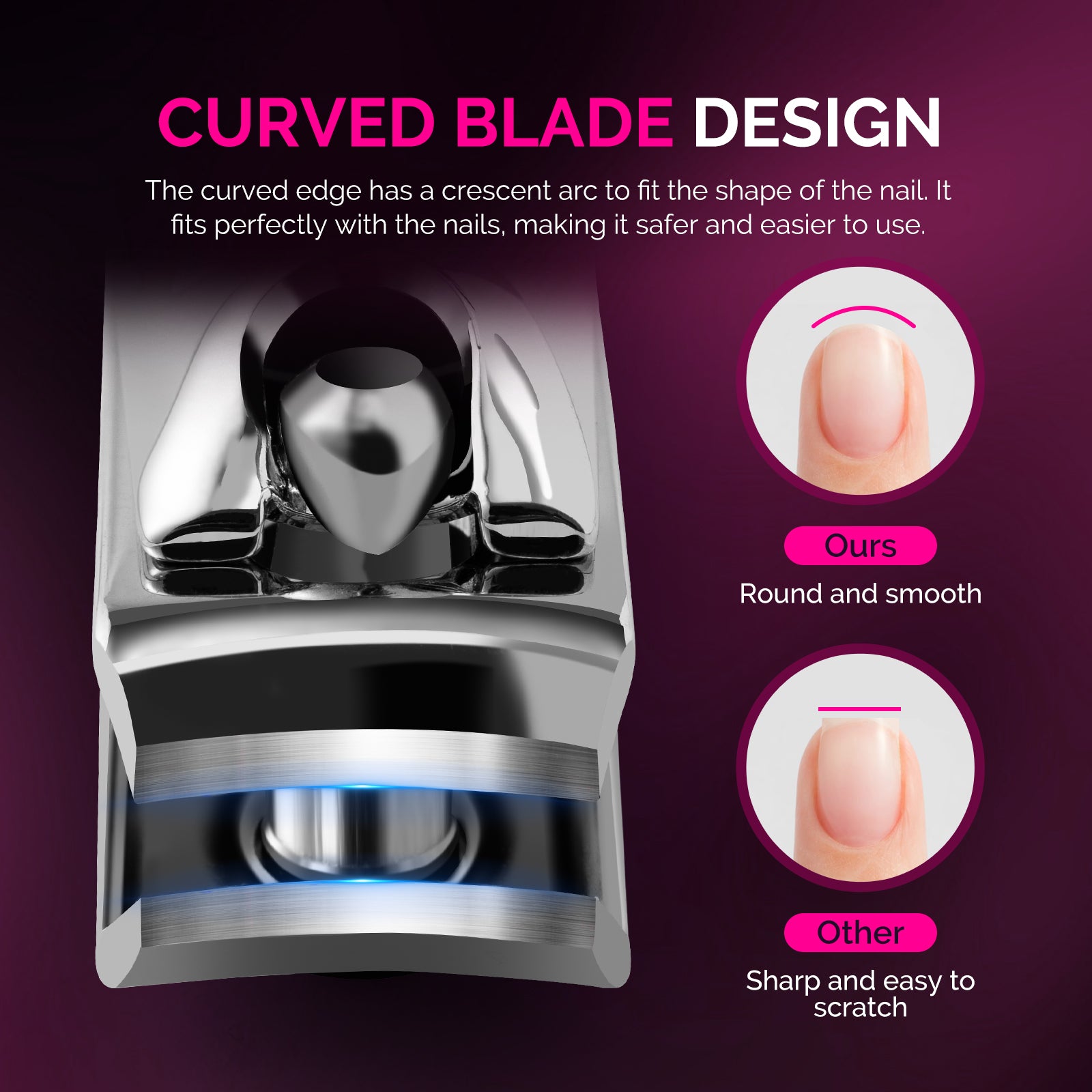 Stainless Steel Nail Clippers 2 in 1 Kit - Pink - 图片4