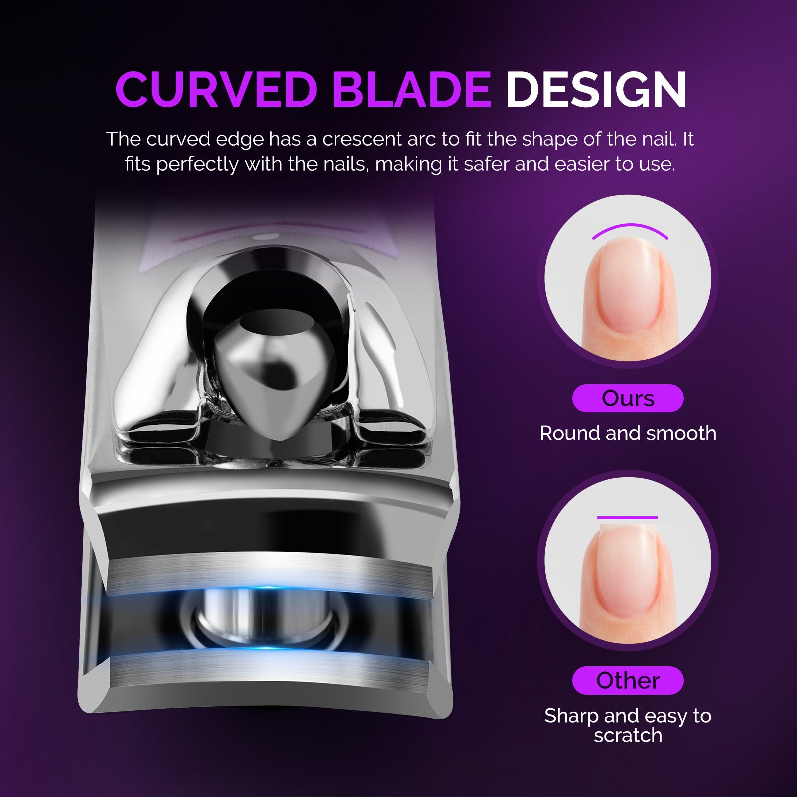 Stainless Steel Nail Clippers 2 in 1 Kit - Purple - 图片4