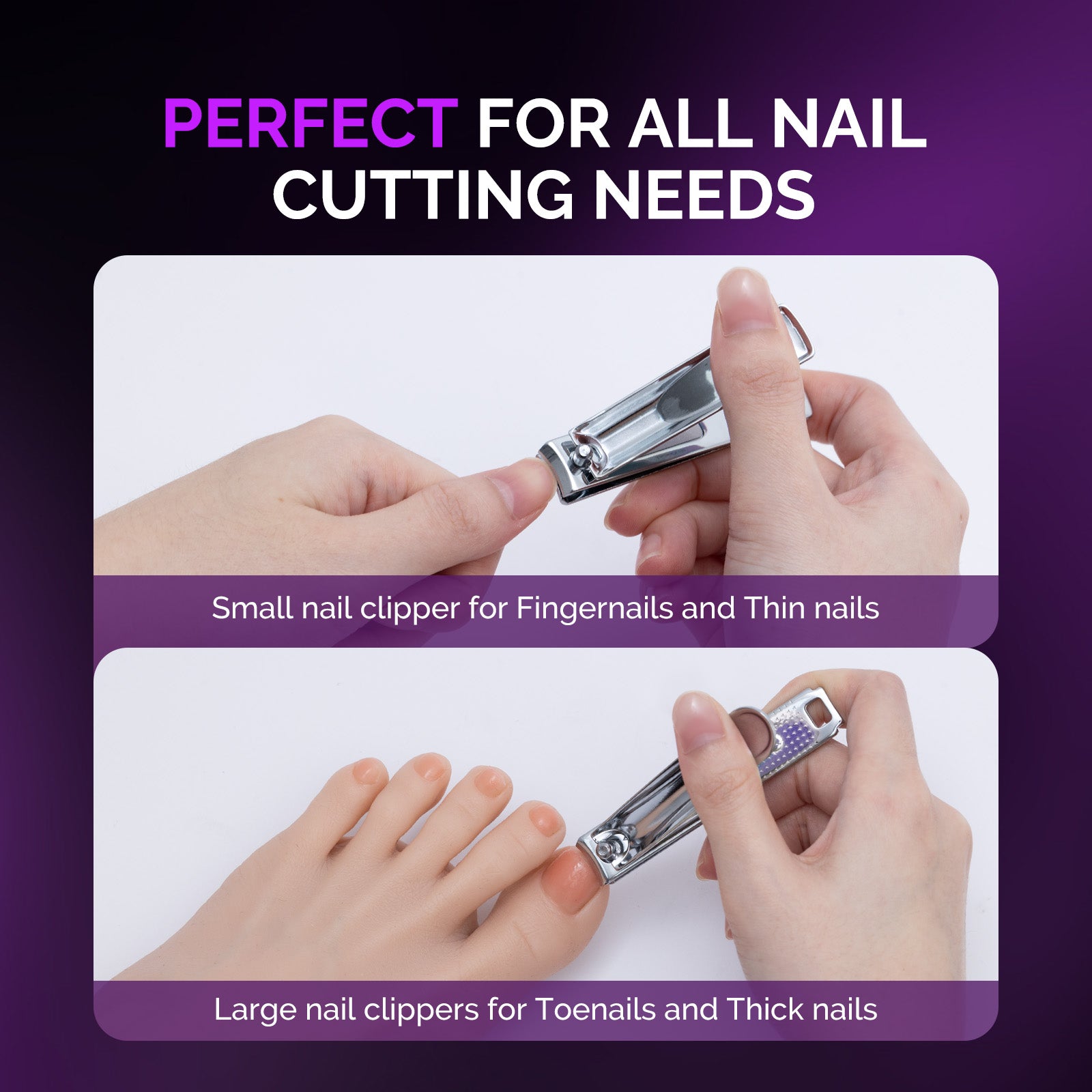 Stainless Steel Nail Clippers 2 in 1 Kit - Purple - 图片7