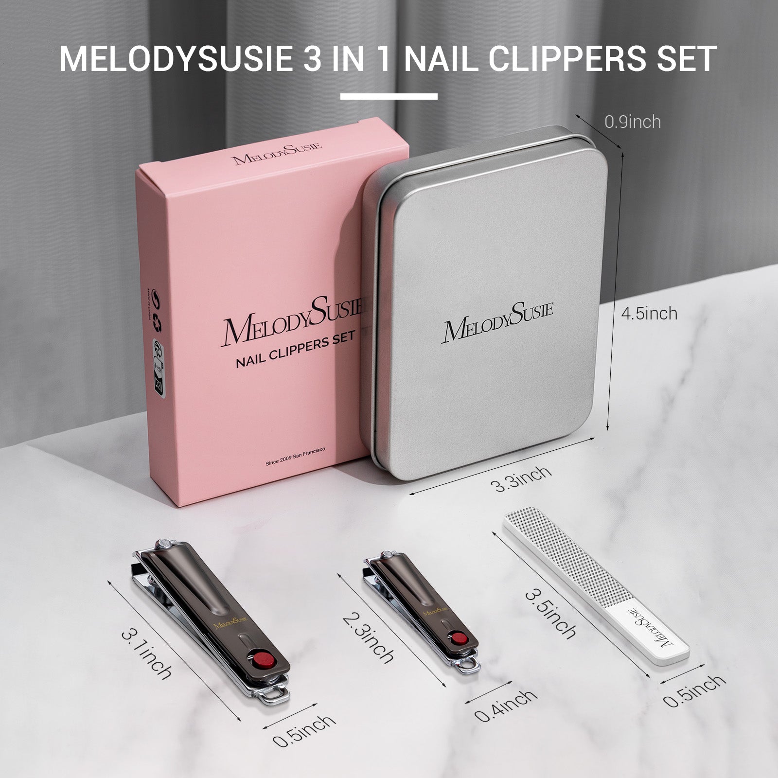 Stainless Steel Nail Clippers 3 in 1 Kit - Black - 图片9