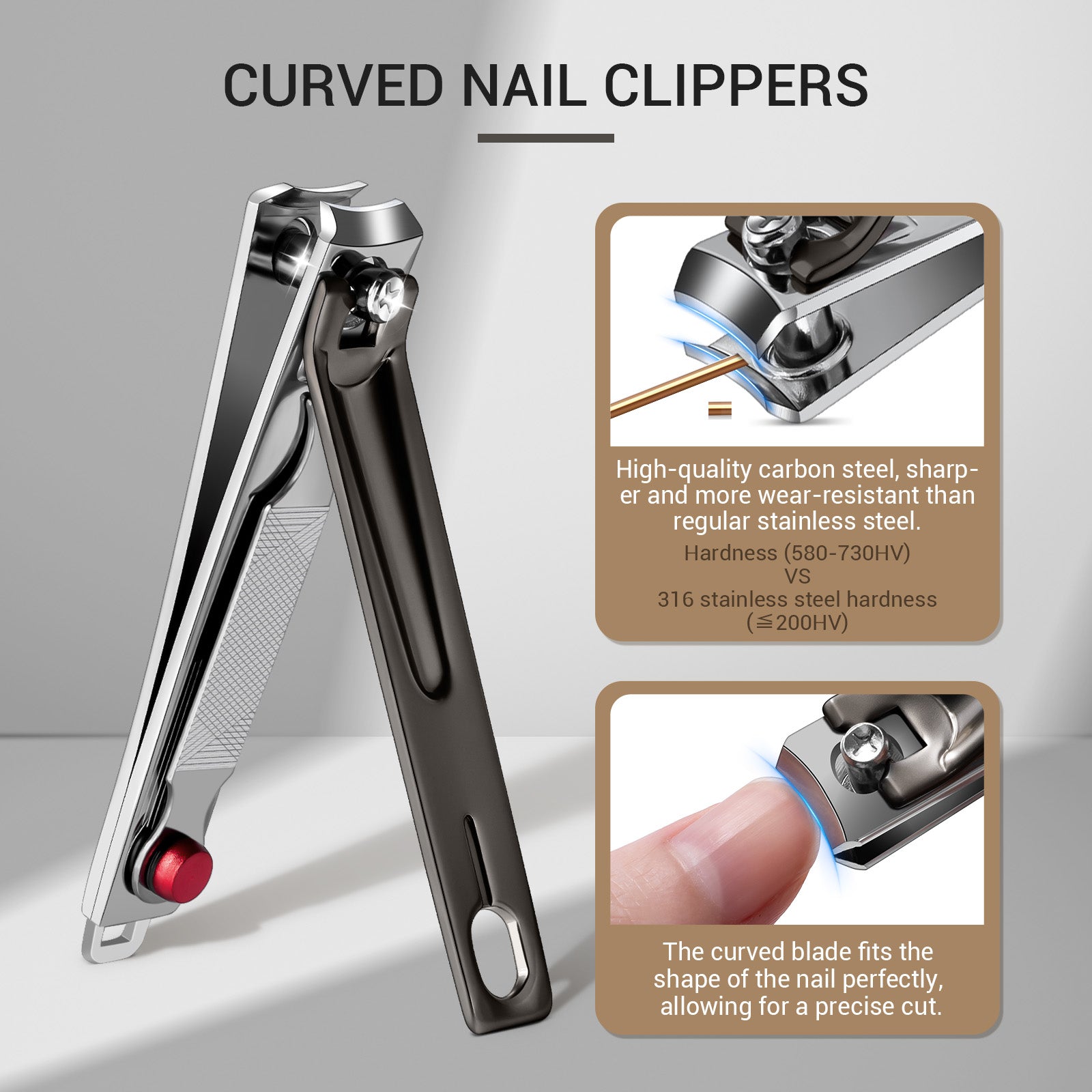 Stainless Steel Nail Clippers 3 in 1 Kit - Black - 图片2