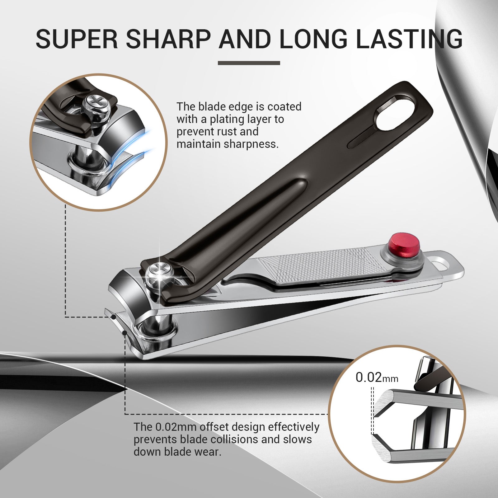 Stainless Steel Nail Clippers 3 in 1 Kit - Black - 图片3