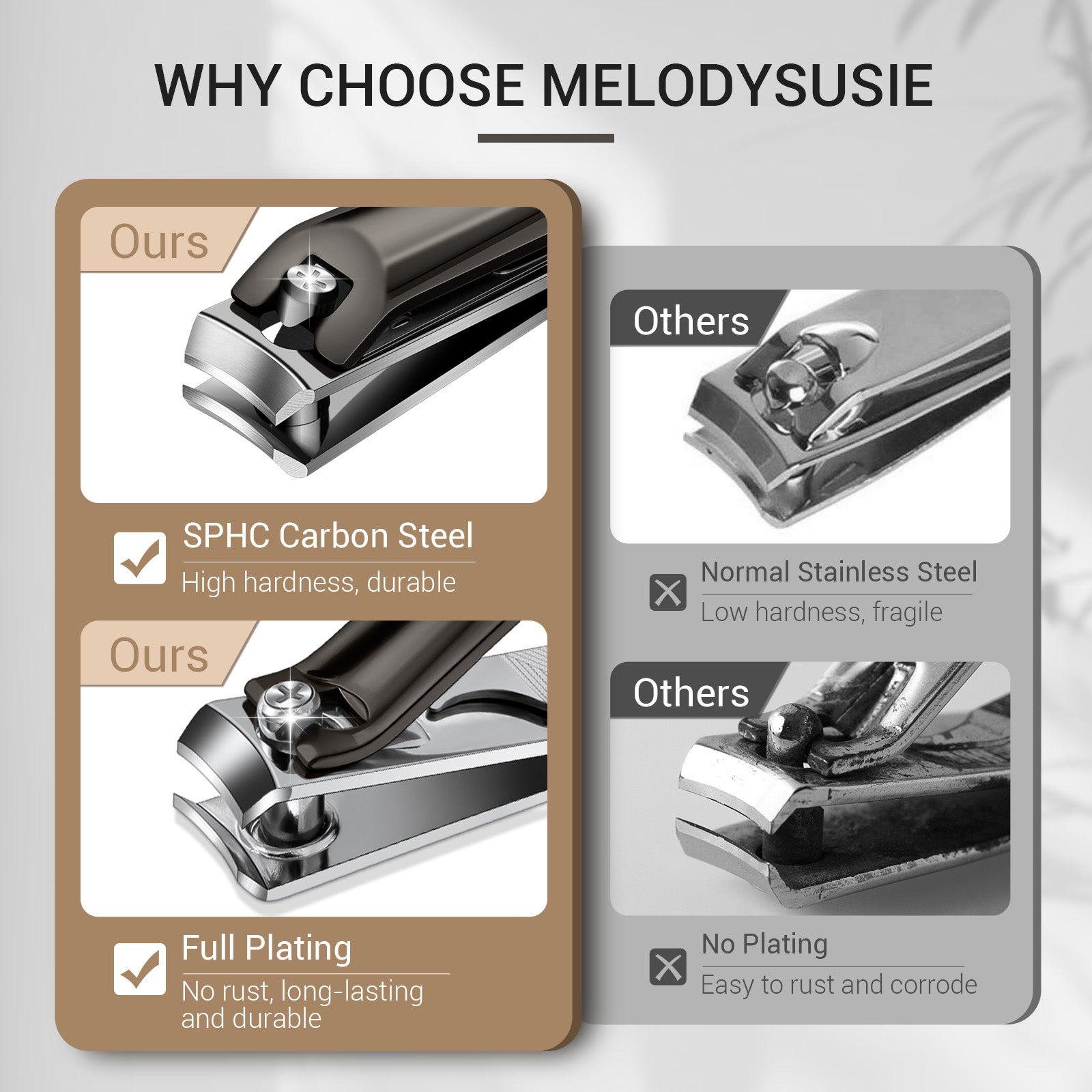 Stainless Steel Nail Clippers 3 in 1 Kit - Black - 图片4