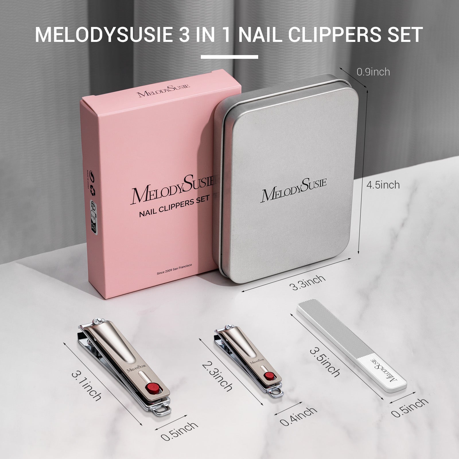 Stainless Steel Nail Clippers 3 in 1 Kit - Champagne - 图片9