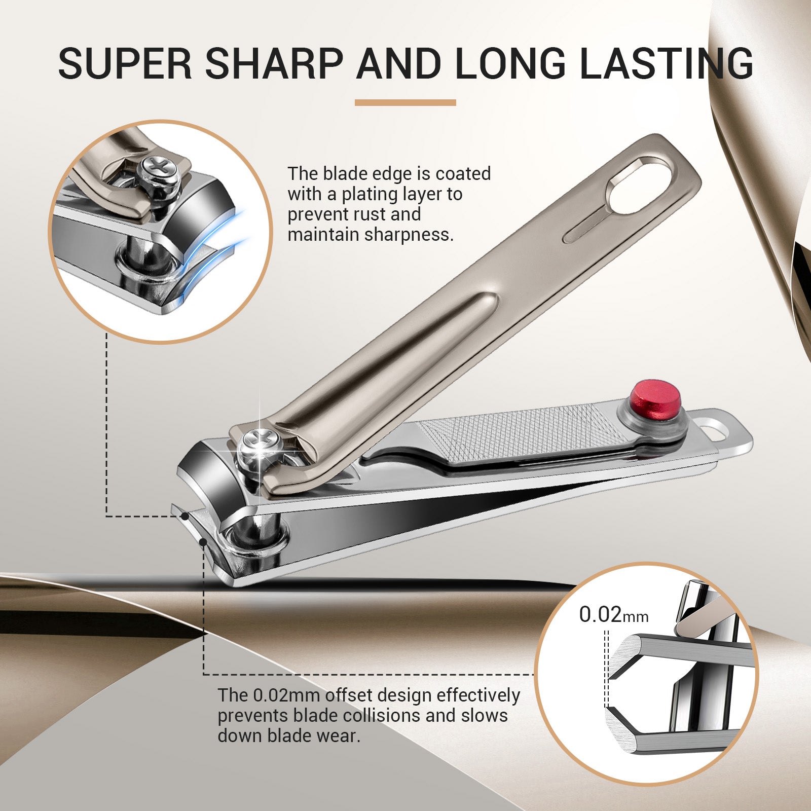 Stainless Steel Nail Clippers 3 in 1 Kit - Champagne - 图片3