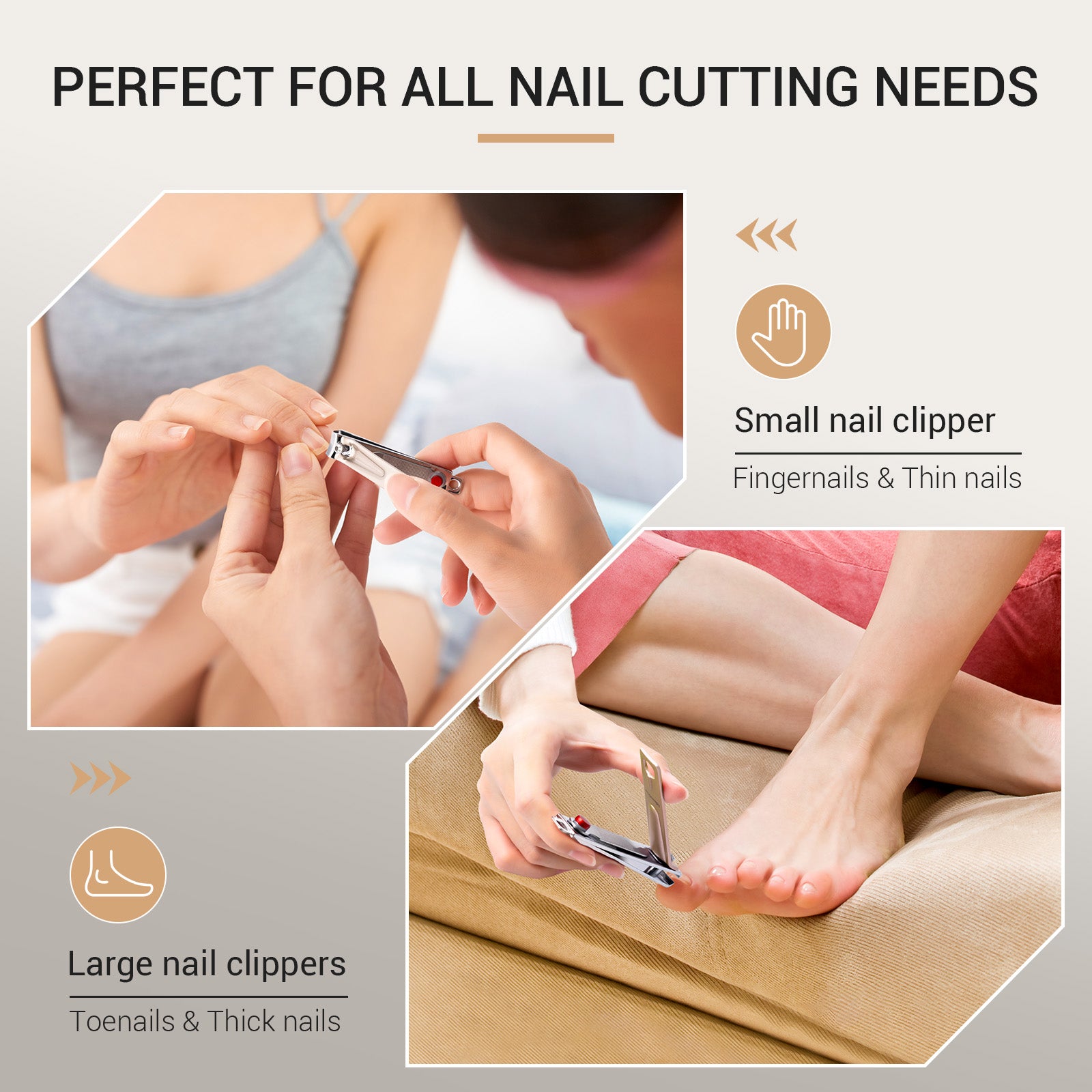Stainless Steel Nail Clippers 3 in 1 Kit - Champagne - 图片7