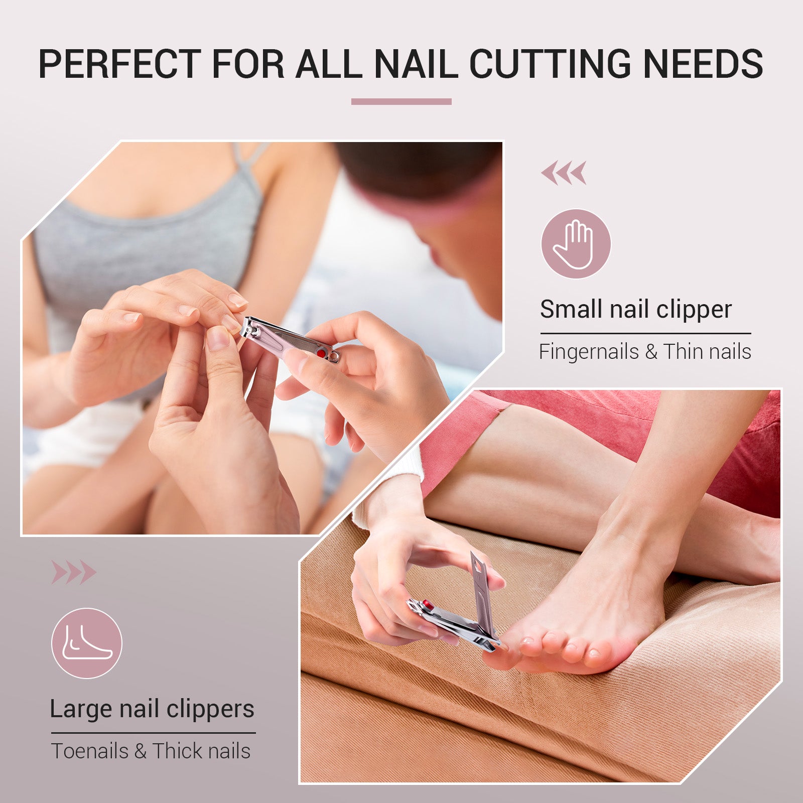 Stainless Steel Nail Clippers 3 in 1 Kit - Pink - 图片7