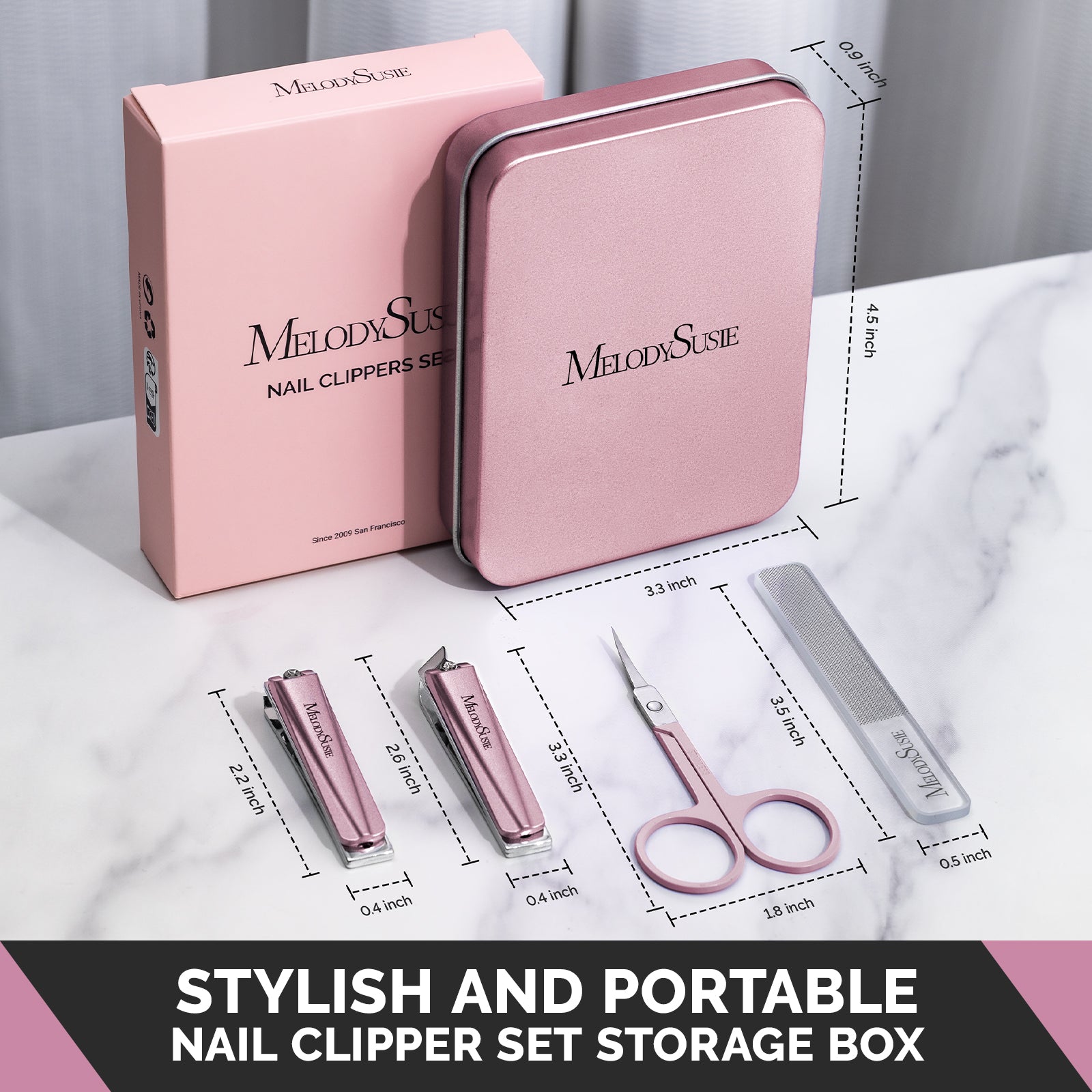 Stainless Steel Nail Clippers 4 in 1 Kit - Pink - 图片6