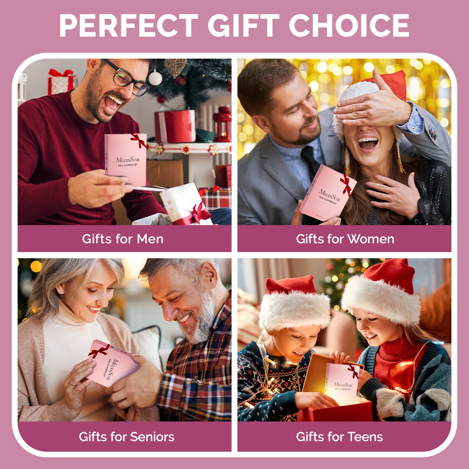 Stainless Steel Nail Clippers 4 in 1 Kit - Pink - 图片7