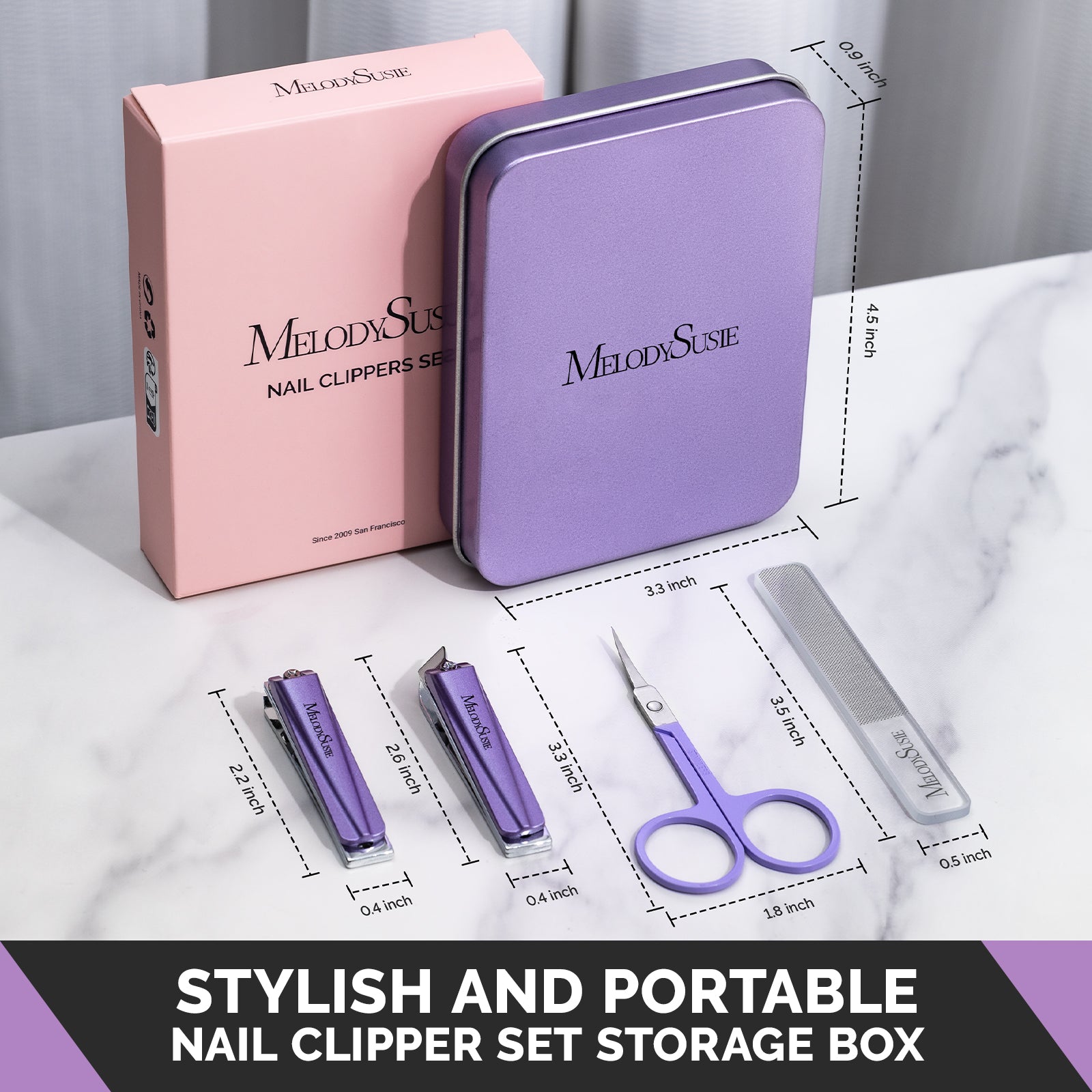 Stainless Steel Nail Clippers 4 in 1 Kit - Purple - 图片6