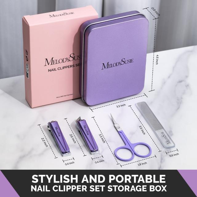 Stainless Steel Nail Clippers 4 in 1 Kit - Purple