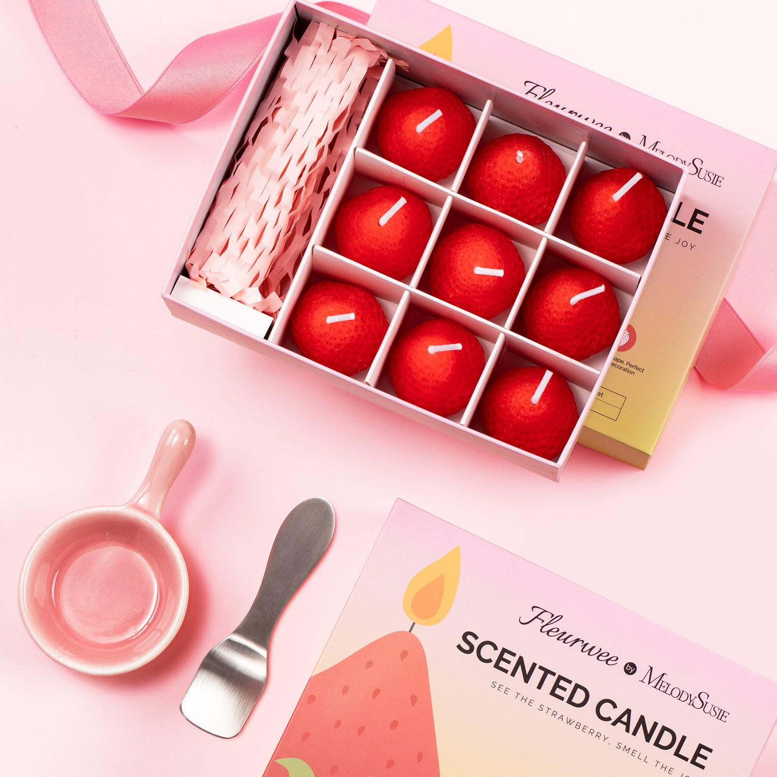 Strawberry-Shaped Scented Candle Gift Set - 图片2