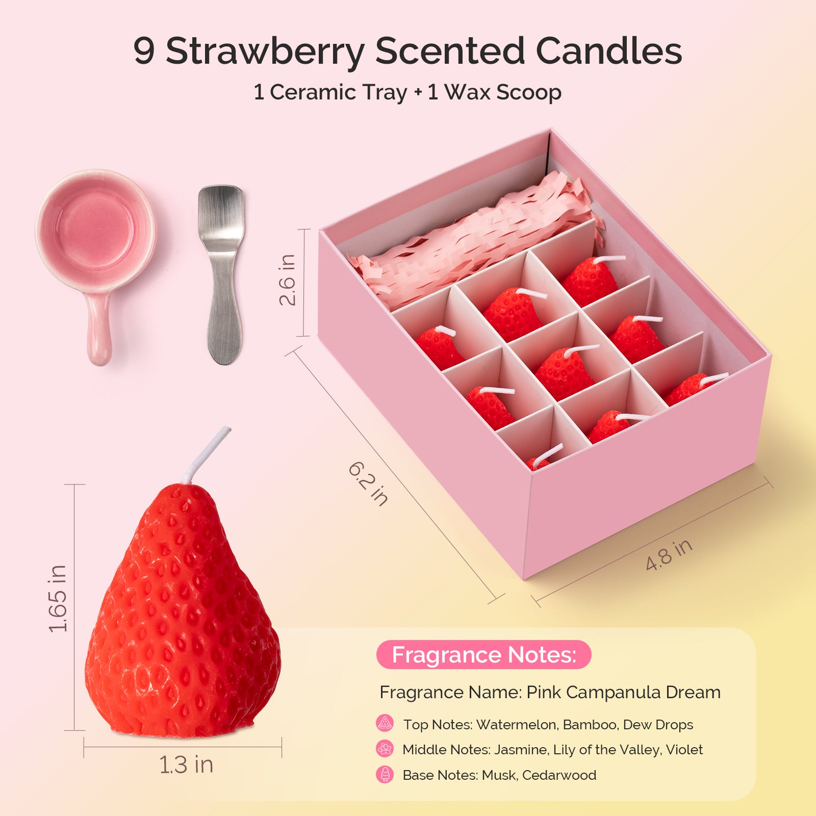 Strawberry-Shaped Scented Candle Gift Set - 图片3