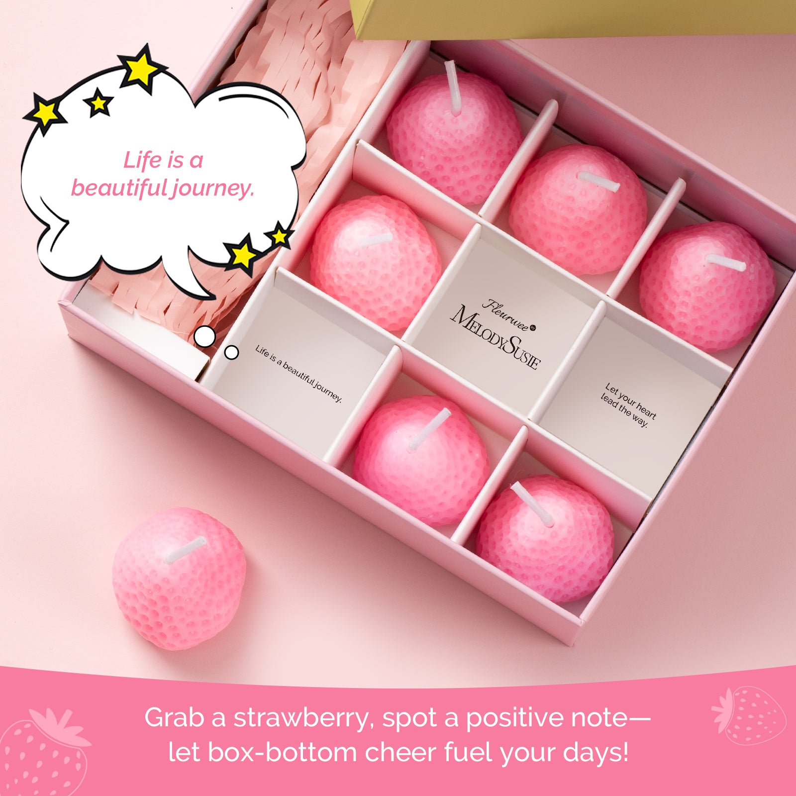 Strawberry-Shaped Scented Candle Gift Set - 图片14