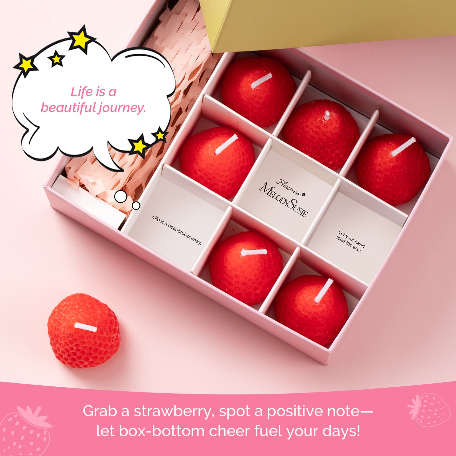 Strawberry-Shaped Scented Candle Gift Set - 图片4