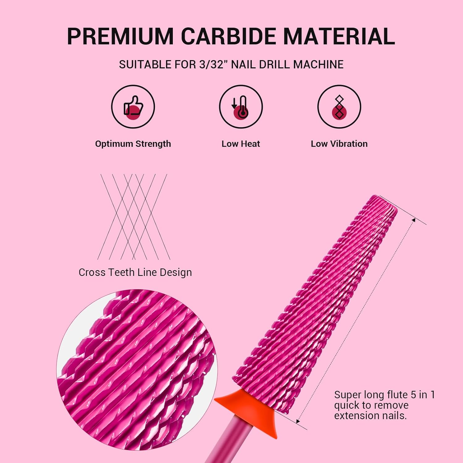 Super Long 5 in 1 Tungsten Carbide Nail Drill Bit - 图片5